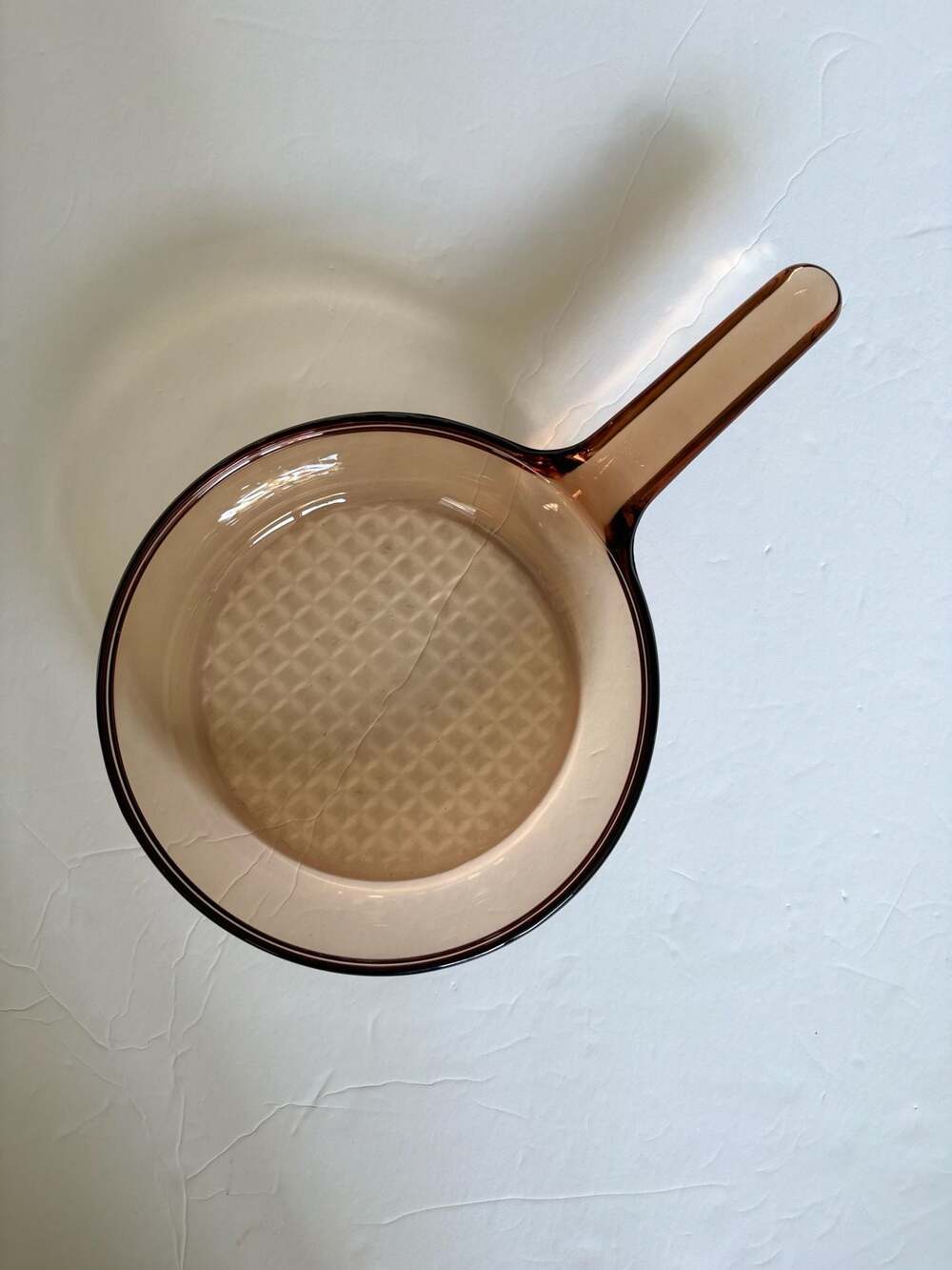 Vintage Corning Visions Amber Glass 7-Inch Frying Pan with Waffle Bottom, France